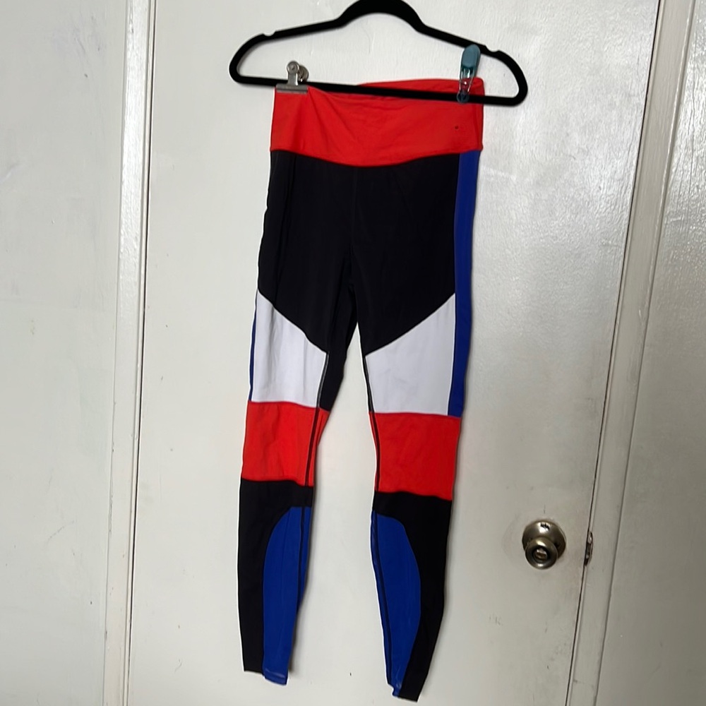 Workout leggings orange, blue, and black Avía